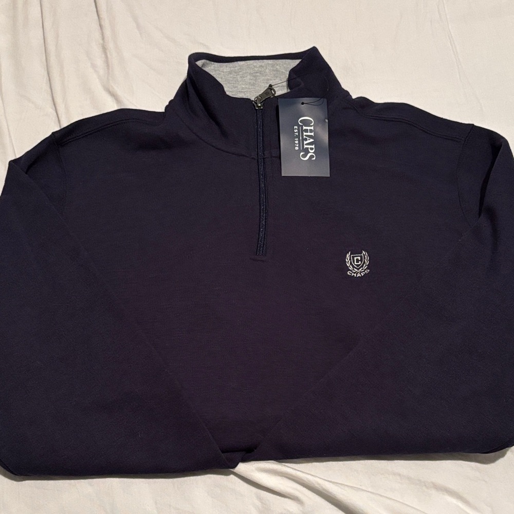 Chaps Men's Dark Blue Zip-Up Sweater